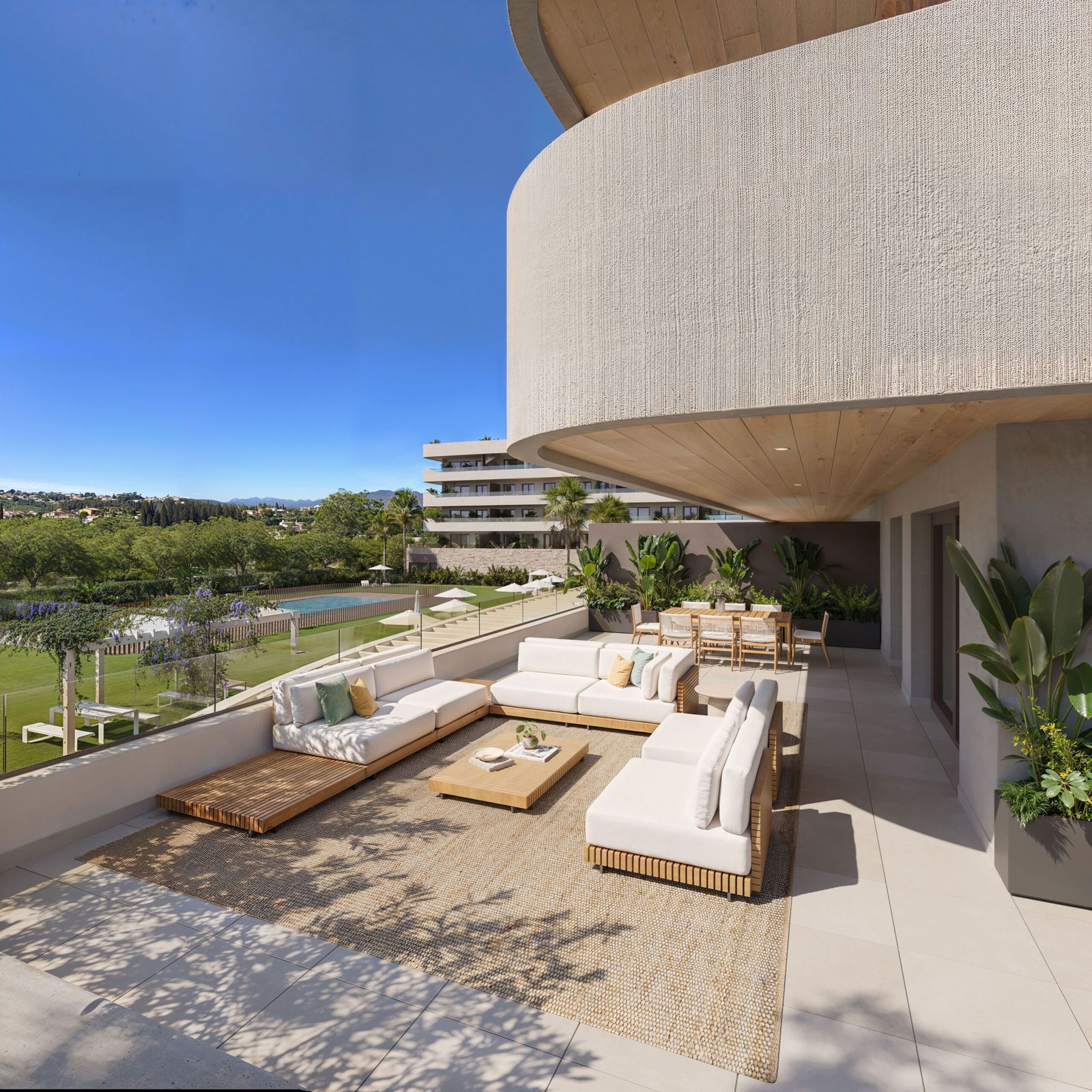 03 outdoor living area pool view modern terrace