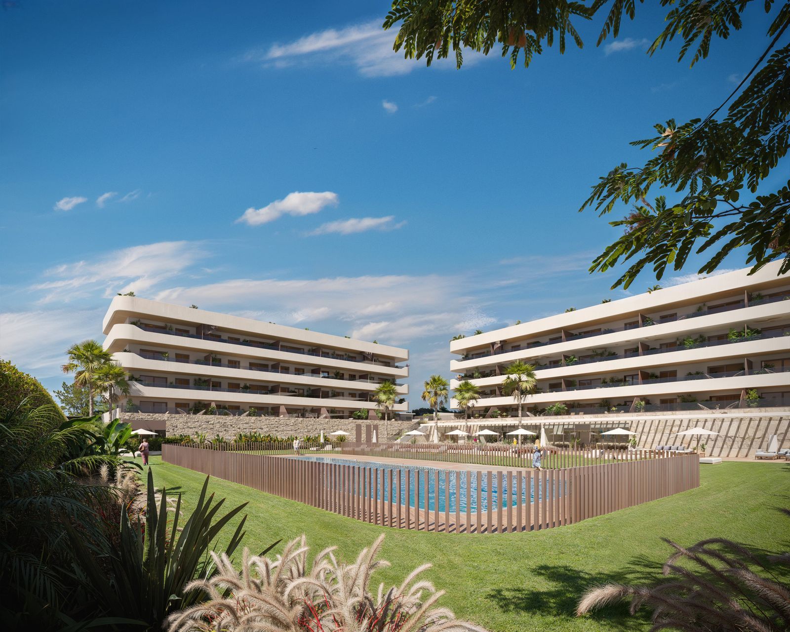 04 modern apartment complex pool landscape