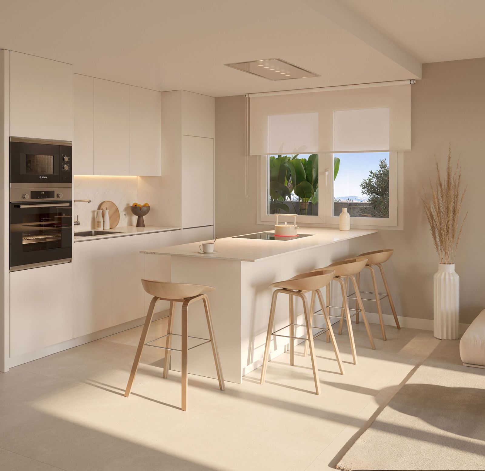 09 modern kitchen with island and terrace view